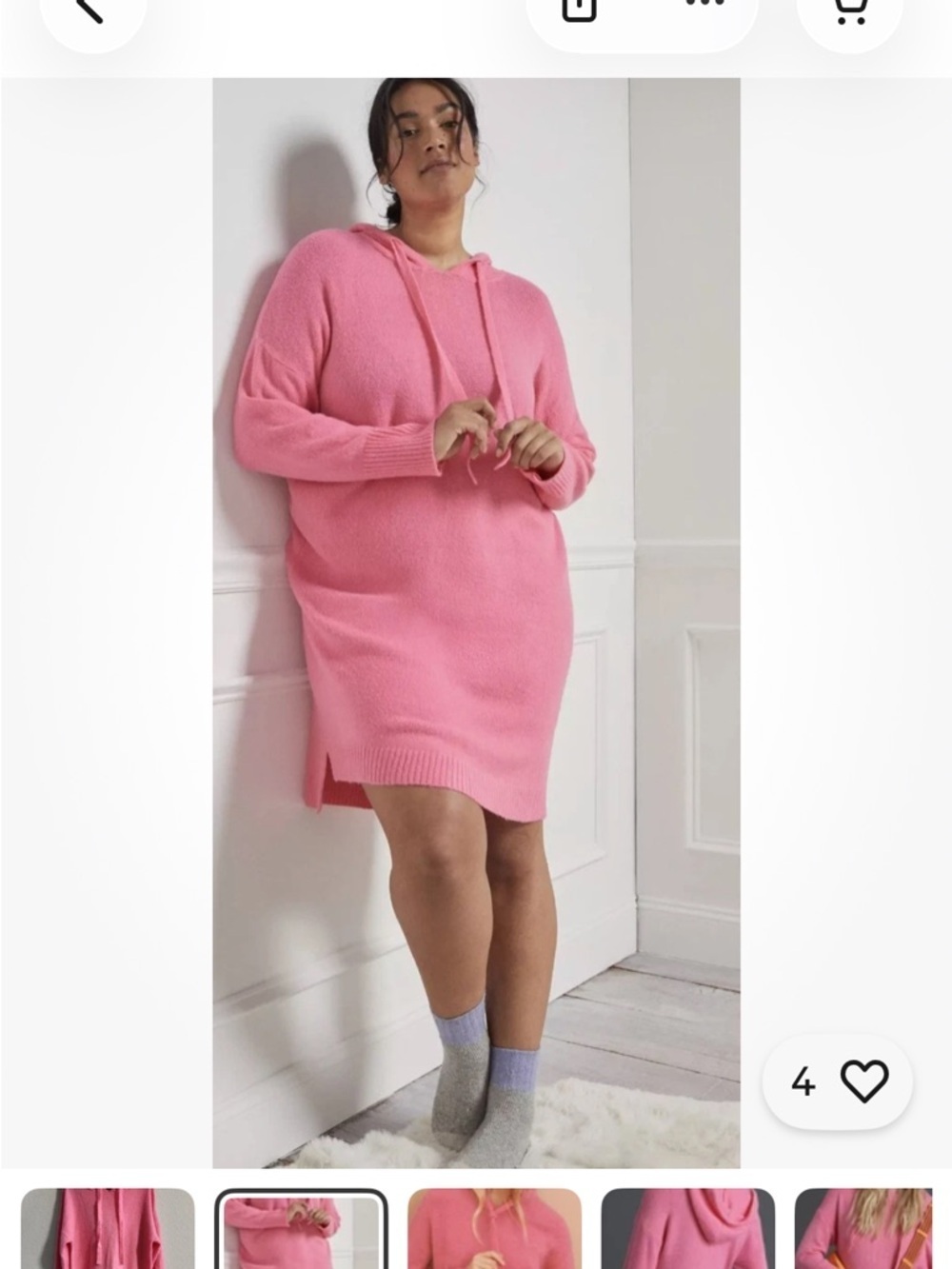Anthropologie Saturday Sunday Twyla Tunic Sweater Dress Pink Hooded size XLP